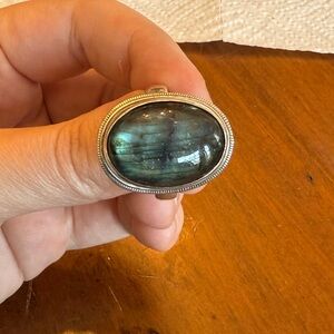 Silver Oval Labradorite Ring